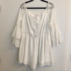 Showpo White Romper w/ Flowy Sleeves | Size 14